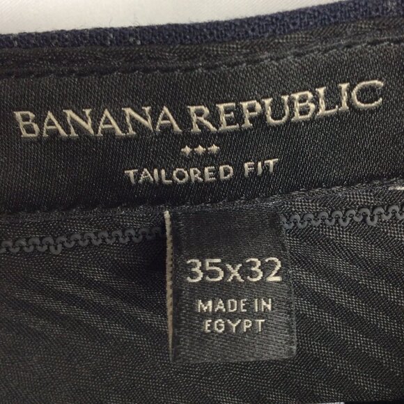 Banana Republic 35 x 32 Navy Blue Glenn Plaid Wool Tailored Fit Dress Pants - Picture 7 of 9